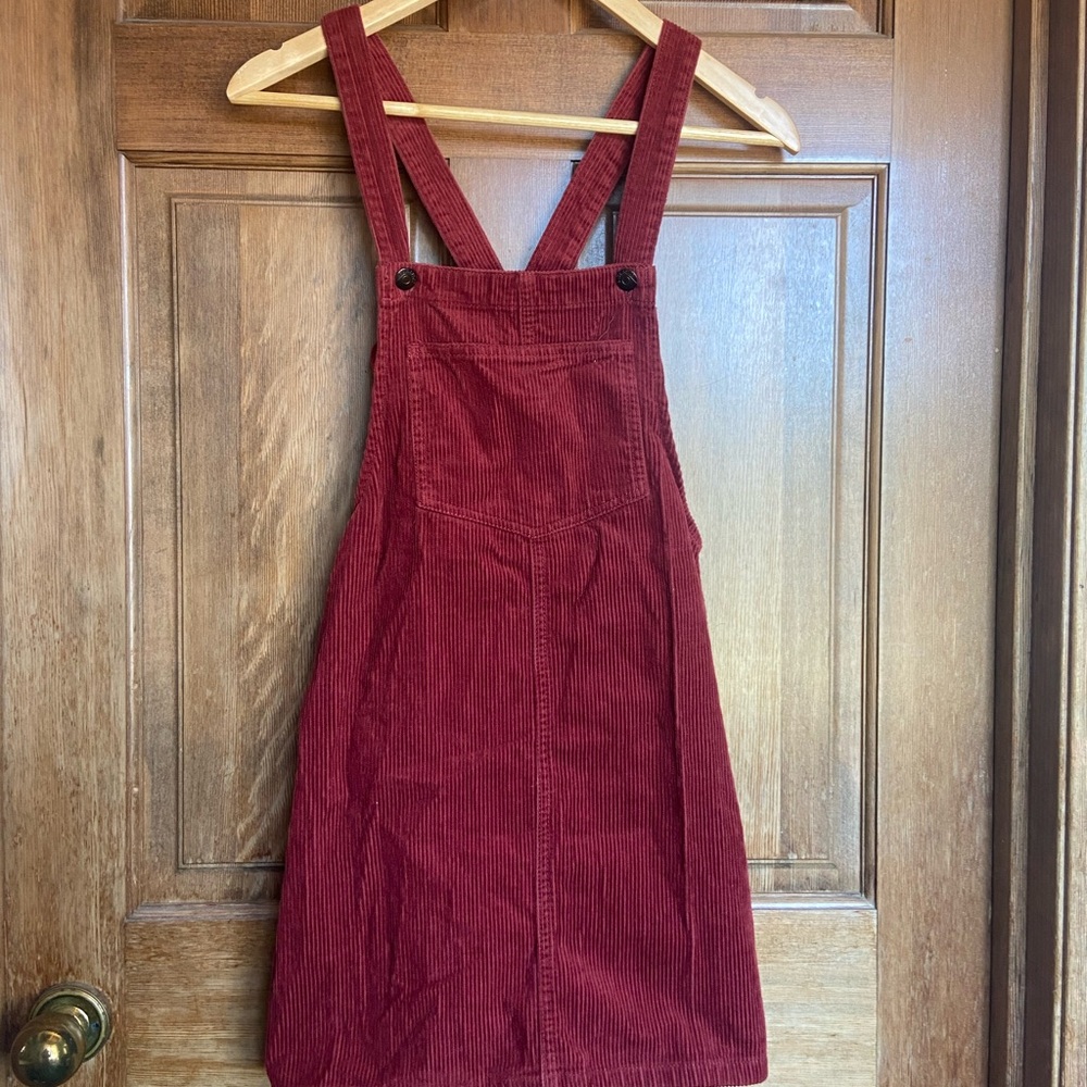 Corduroy Overalls Dress in Red